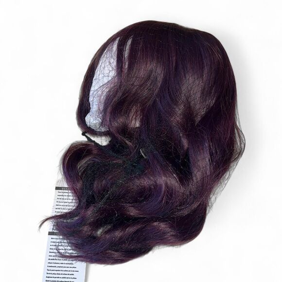 Wavy Purple Shoulder-Length Wig w/ Bangs - Picture 3 of 5